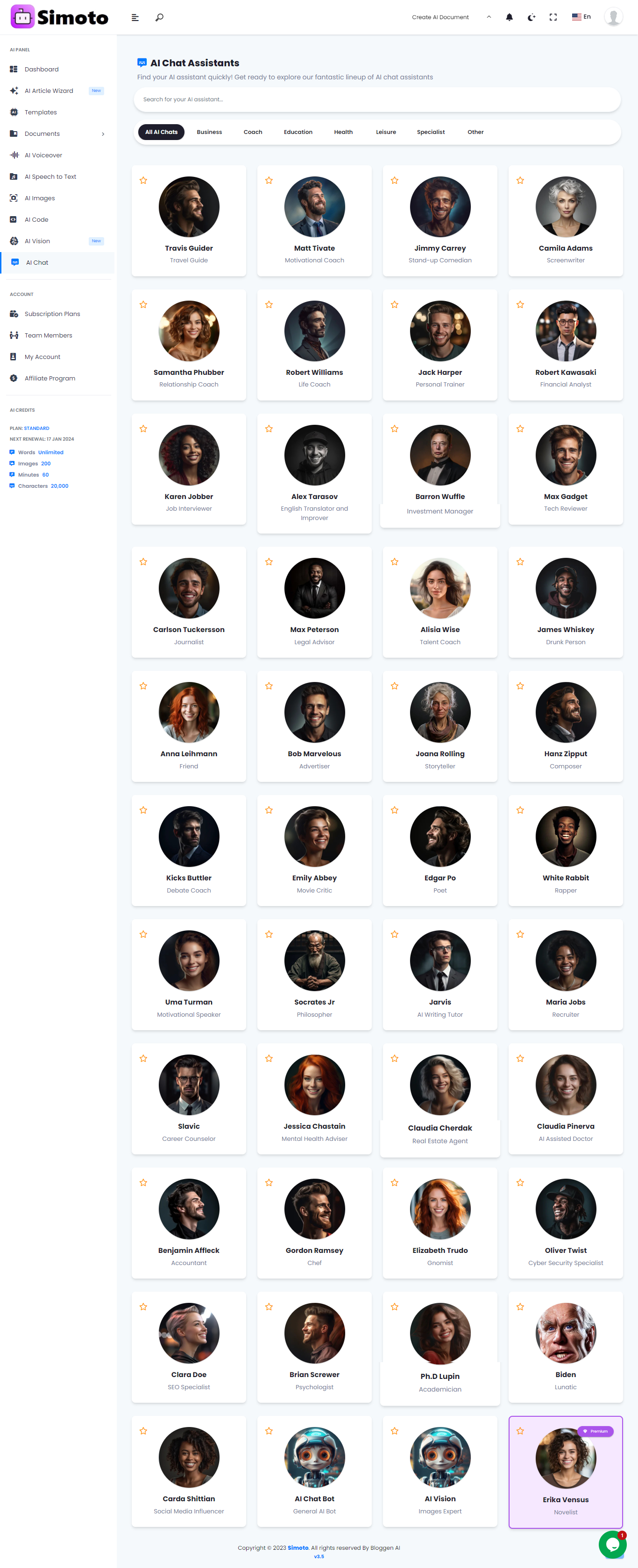 screenshot of Simoto AI